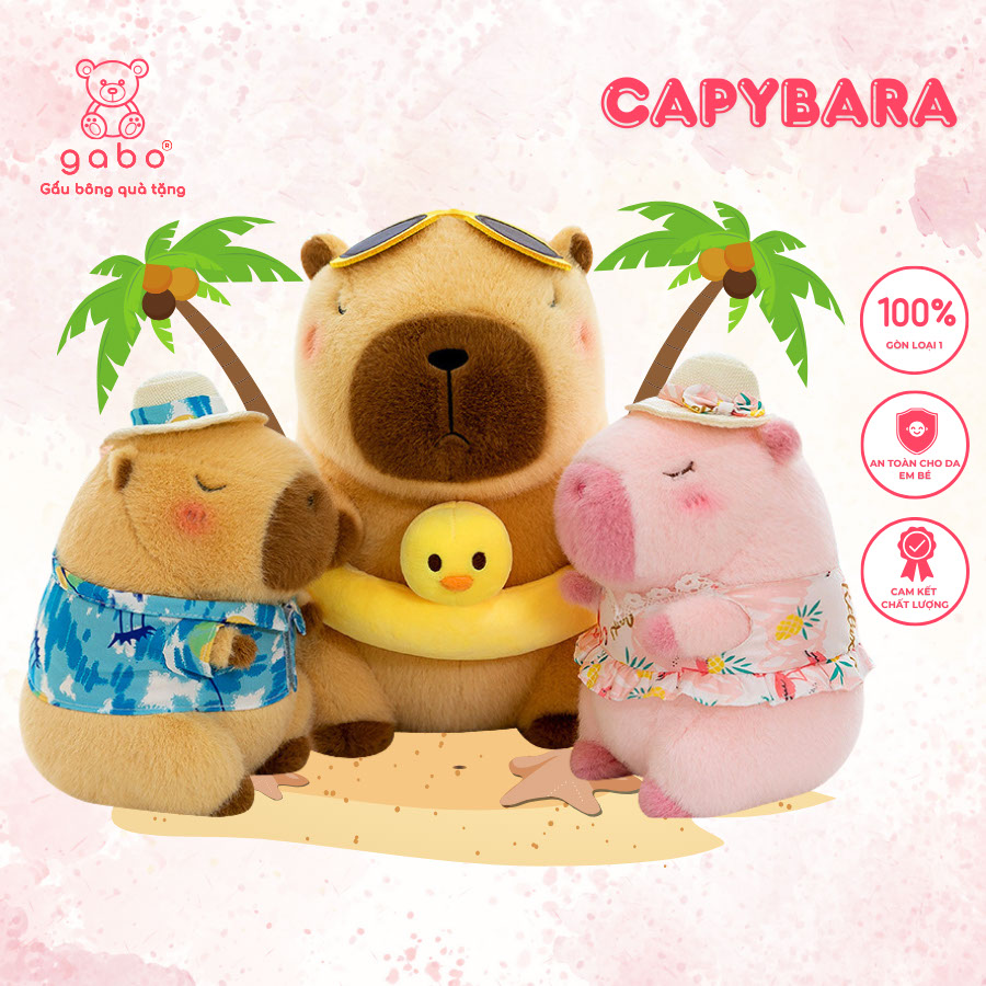 Gấu Bông Capybara Mặc Đồ Đi Biển, Capybara Phao Vịt Đeo Kính 9 Gấu Bông Capybara Mặc Đồ Đi Biển, Capybara Phao Vịt Đeo Kính