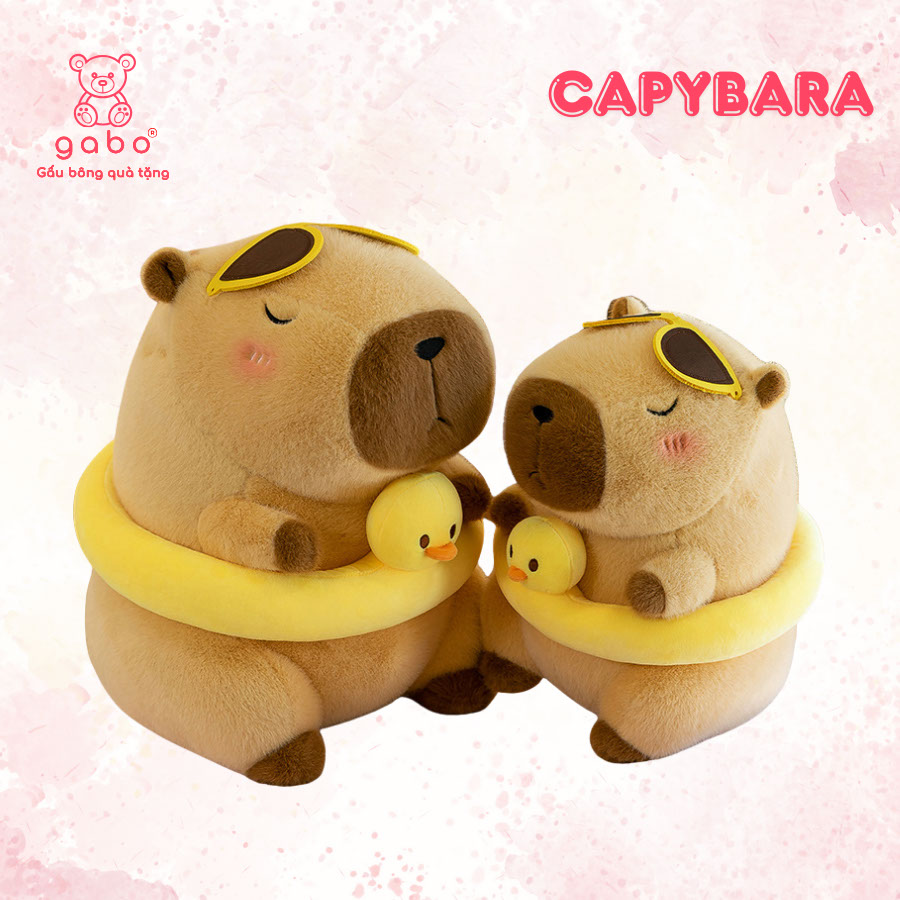 Gấu bông quà tặng gấu bông capybara đi biển gabo g Gấu Bông Capybara Mặc Đồ Đi Biển, Capybara Phao Vịt Đeo Kính