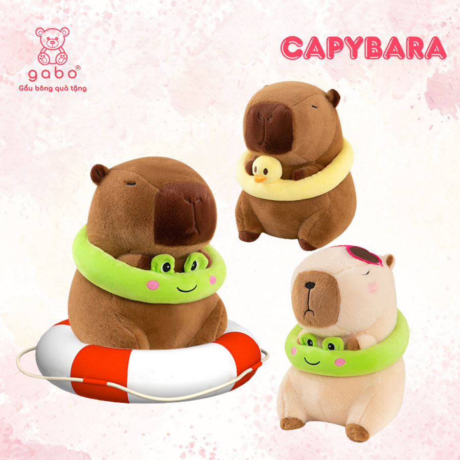Gấu bông quà tặng gấu bông capybara đi biển gabo g Gấu Bông Capybara Mặc Đồ Đi Biển, Capybara Phao Vịt Đeo Kính