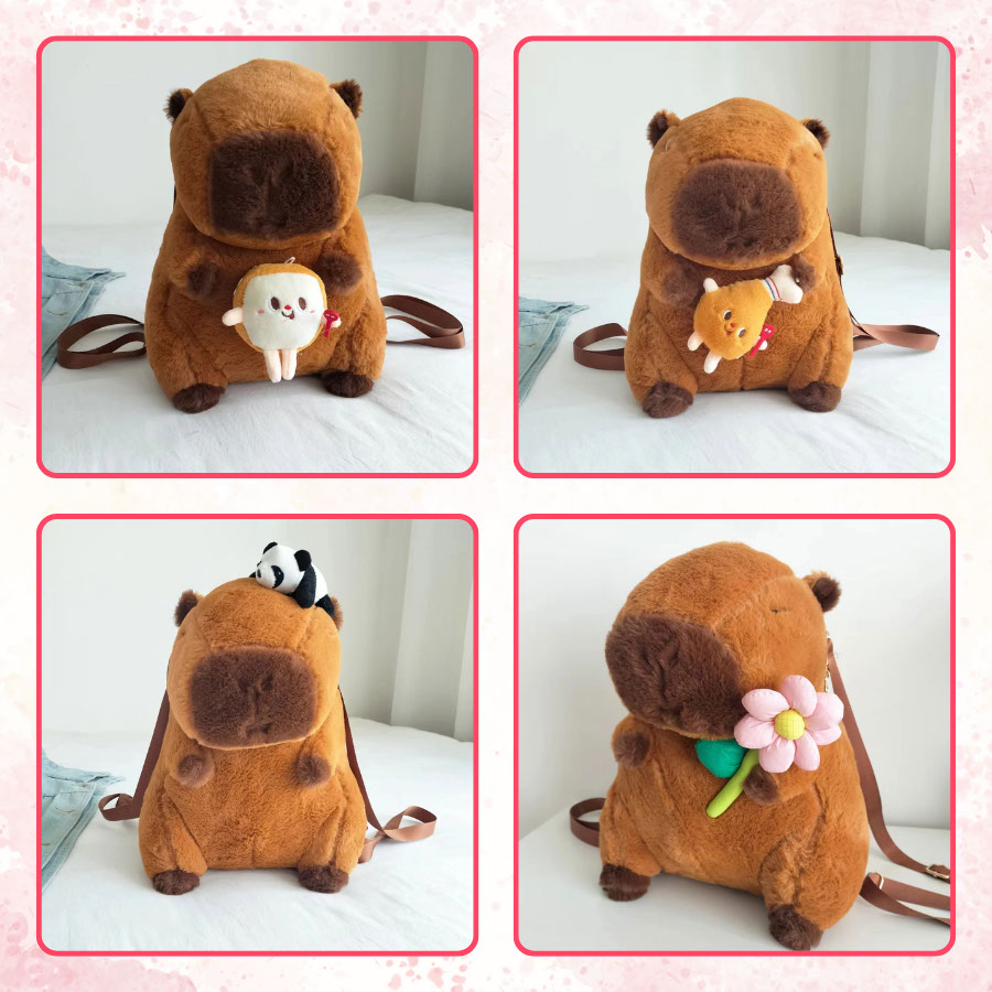 Gấu bông Balo Capybara Chuột Lang Ngoại Giao là mẫu g Balo Gấu Bông Capybara, Balo Chuột Lang Ngoại Giao, Ba lô Capybara, Ba Lô Nhồi Bông Chú Chuột Đáng Yêu