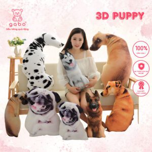 Gấu Bông Hình Chó 3D Giống Y Như Thật, Gối Ôm Nhồi Bông 3D Cún