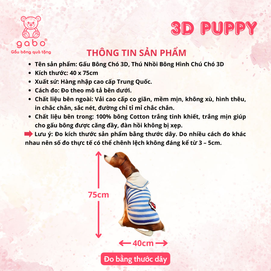 Gấu bông quà tặng gấu bông hình chó 3d gabo gấu bô Gấu Bông Hình Chó 3D Giống Y Như Thật, Gối Ôm Nhồi Bông 3D Cún