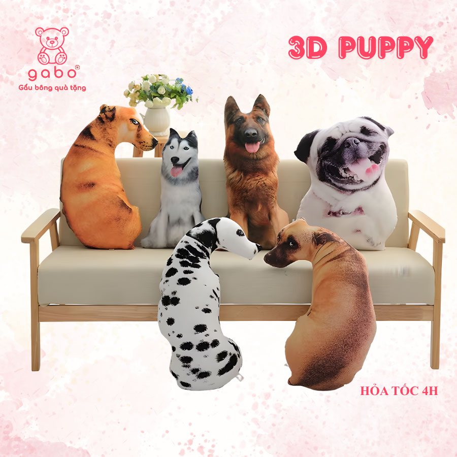 Gấu Bông Hình Chó 3D Giống Y Như Thật, Gối Ôm Nhồi Bông 3D Cún 11 Gấu Bông Hình Chó 3D Giống Y Như Thật, Gối Ôm Nhồi Bông 3D Cún