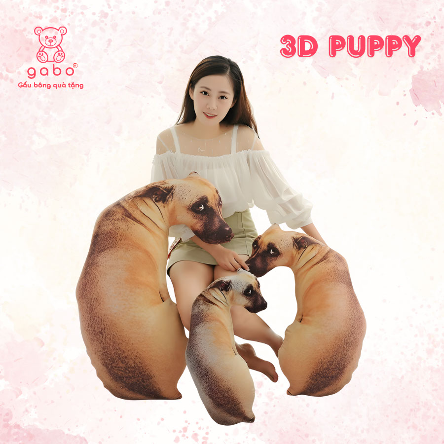 Gấu Bông Hình Chó 3D Giống Y Như Thật, Gối Ôm Nhồi Bông 3D Cún 10 Gấu Bông Hình Chó 3D Giống Y Như Thật, Gối Ôm Nhồi Bông 3D Cún