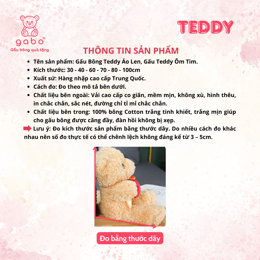 Gấu Bông Teddy Áo Len, Gấu Teddy Ôm Tim Lông Xù Cao Cấp 16 Gấu Bông Teddy Áo Len, Gấu Teddy Ôm Tim Lông Xù Cao Cấp