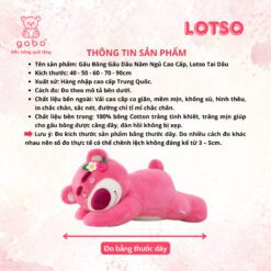 Gấu Bông Lotso tai dâu, Gấu Dâu cao cấp gối ôm cho bé gối ôm dài