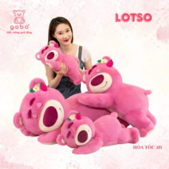 Gấu Bông Lotso tai dâu, Gấu Dâu cao cấp gối ôm cho bé gối ôm dài