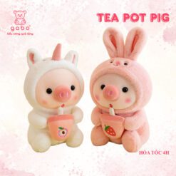 Gấu Bông Heo Cosplay Ôm Bình Trà, Heo Cute Cầm Sinh Tố 1 Gấu Bông Heo Cosplay Ếch Ôm Bình trà, Heo cute cầm trà bơ, Hàng chuẩn đẹp như hình