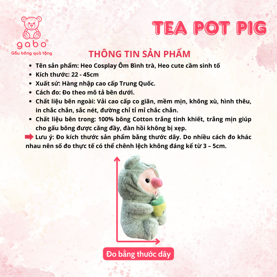 Gấu bông quà tặng heo ôm bình trà gabo gấu bông qu Gấu Bông Heo Cosplay Ếch Ôm Bình trà, Heo cute cầm trà bơ, Hàng chuẩn đẹp như hình