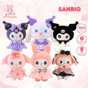 Gấu Bông Kuromi Ác Quỷ, Melody Mặc Váy Tiểu Thư, Kuromi Melody