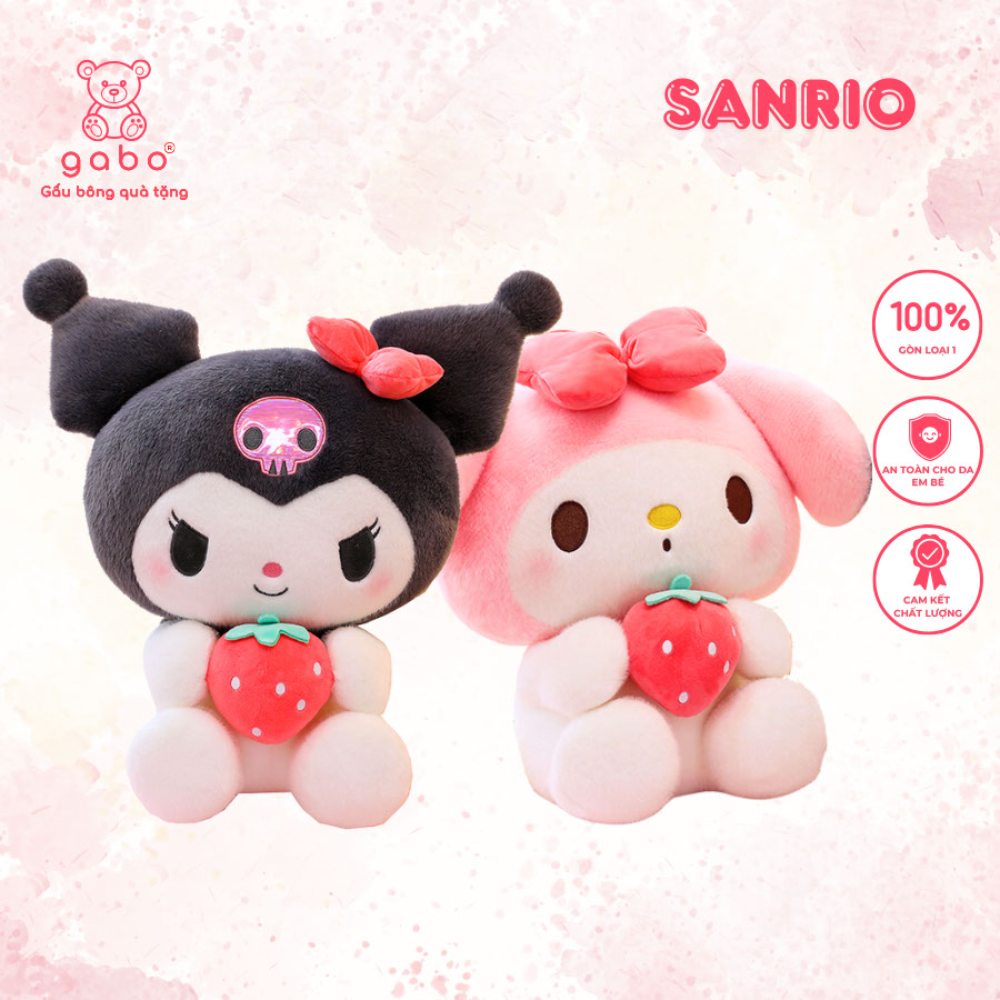 Gấu Bông Thỏ Melody Ôm Dâu, Kuromi Ôm Dâu