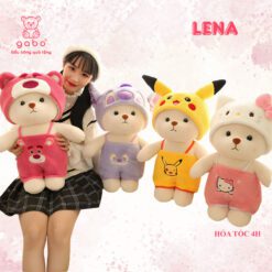 Gấu Bông Lena Cosplay Gấu Dâu, Stick, Kitty, Pikachu Hàng Nhập Khẩu
