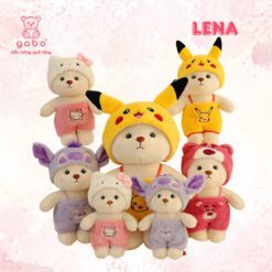 Gấu Bông Lena Cosplay Gấu Dâu, Stick, Kitty, Pikachu Hàng Nhập Khẩu