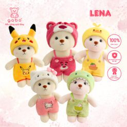 Gấu Bông Lena Cosplay Gấu Dâu, Stick, Kitty, Pikachu Hàng Nhập Khẩu