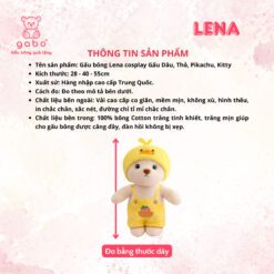 Gấu Bông Lena Cosplay Gấu Dâu, Stick, Kitty, Pikachu Hàng Nhập Khẩu
