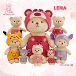Gấu Bông Lena Cosplay Gấu Dâu, Stick, Kitty, Pikachu Hàng Nhập Khẩu