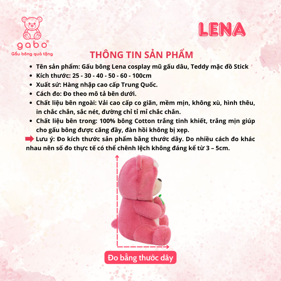 Gấu bông quà tặng gấu bông lena cosplay gấu dâu stic Gấu Bông Lena Cosplay Mũ Gấu Dâu, Teddy Mặc Đồ Stick, Mèo DuDu