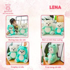 Gấu Bông Lena Cosplay Mũ Gấu Dâu, Teddy Mặc Đồ Stick, Mèo DuDu 3 Gấu Bông Lena Cosplay Mũ Gấu Dâu, Teddy Mặc Đồ Stick, Mèo DuDu