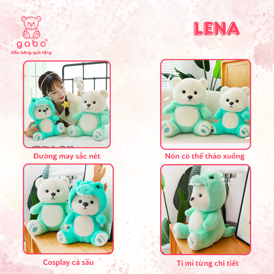 Gấu Bông Lena Cosplay Mũ Gấu Dâu, Teddy Mặc Đồ Stick, Mèo DuDu 13 Gấu Bông Lena Cosplay Mũ Gấu Dâu, Teddy Mặc Đồ Stick, Mèo DuDu