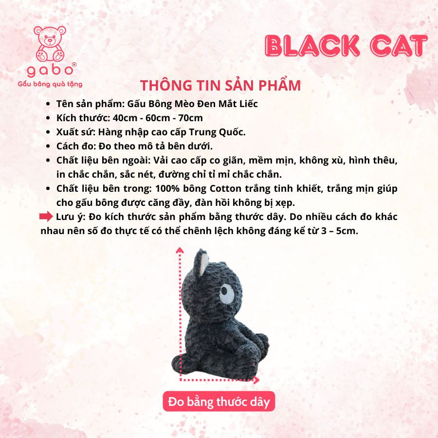 Gấu bông quà tặng gấu bông nhà làm gabo gấu bông q Gấu Bông Mèo Đen Mắt Liếc – Mèo Mun Ngồi Siêu Cấp Đáng Yêu & Lầy Lội