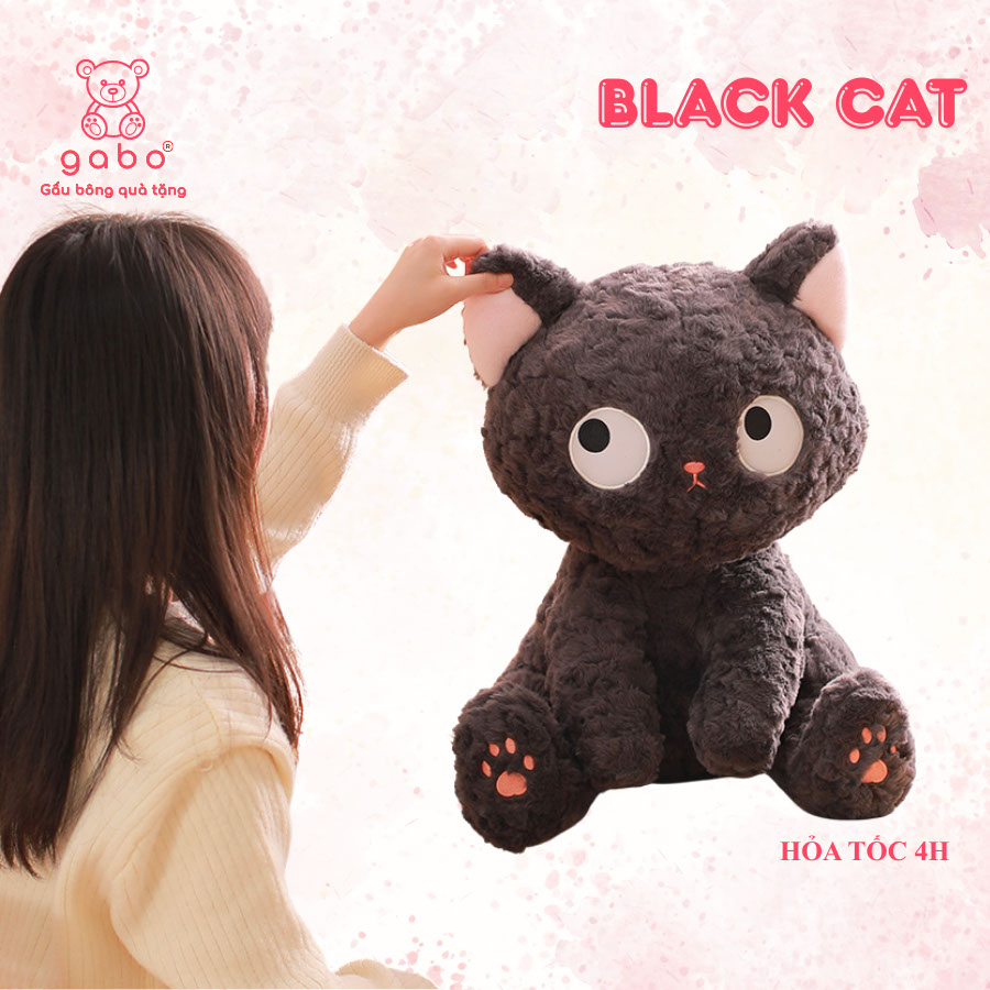 Gấu Bông Mèo Đen Mắt Liếc, Mèo Mun Mắt Liếc 13 Gấu Bông Mèo Đen Mắt Liếc – Mèo Mun Ngồi Siêu Cấp Đáng Yêu & Lầy Lội