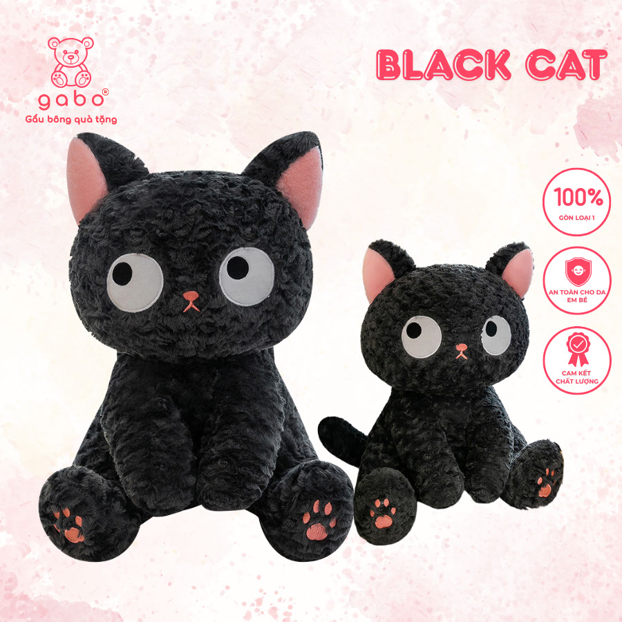 Gấu Bông Mèo Đen Mắt Liếc – Mèo Mun Ngồi Siêu Cấp Đáng Yêu & Lầy Lội