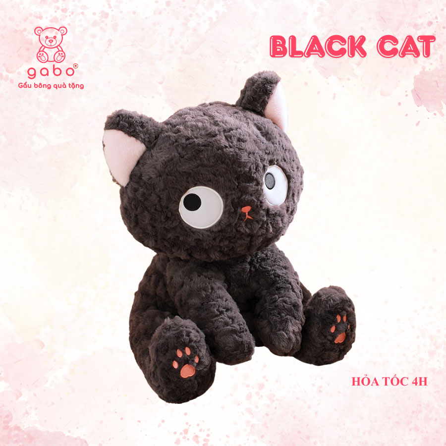 Gấu bông quà tặng gấu bông nhà làm gabo gấu bông q Gấu Bông Mèo Đen Mắt Liếc – Mèo Mun Ngồi Siêu Cấp Đáng Yêu & Lầy Lội