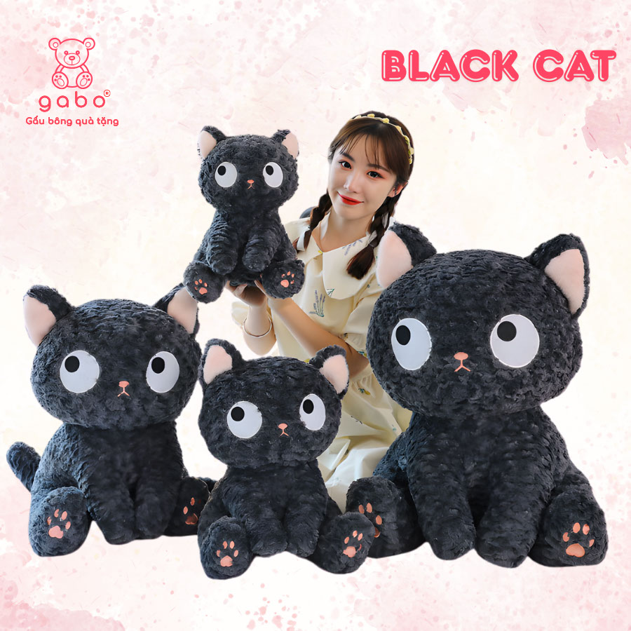 Gấu Bông Mèo Đen Mắt Liếc, Mèo Mun Mắt Liếc 11 Gấu Bông Mèo Đen Mắt Liếc – Mèo Mun Ngồi Siêu Cấp Đáng Yêu & Lầy Lội