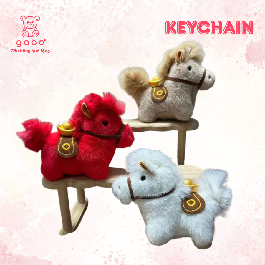 Gấu bông quà tặng gấu bông móc khóa ngựa may mắn Gấu Bông Móc Khóa Ngựa Đỏ May Mắn, Linh Vật Ngựa Năm Mới, Quà Tặng Bính Ngọ Tết 2026, Búp Bê Ngựa Cung Hoàng Đạo