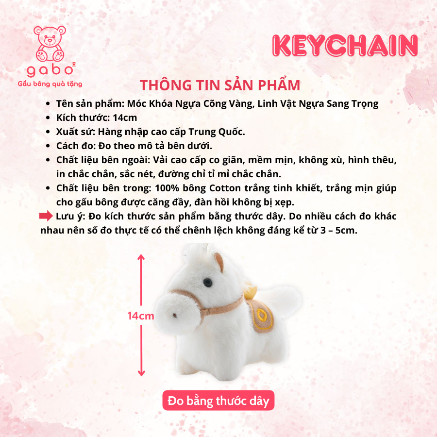 Móc Khóa Ngựa Bông Cõng Vàng, Ngựa May Mắn, Charm Tiểu Ngựa Đỏ Phát Tài 16 Gấu bông móc khóa ngựa may mắn mã đáo thành công cao cấp