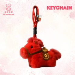 Móc Khóa Ngựa Bông Cõng Vàng, Ngựa May Mắn, Charm Tiểu Ngựa Đỏ Phát Tài 3 Gấu bông móc khóa ngựa may mắn mã đáo thành công cao cấp