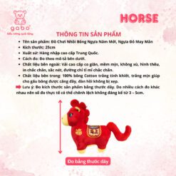 Gấu Bông Ngựa Đỏ May Mắn, Linh Vật Ngựa Năm Mới, Quà Tặng Bính Ngọ Tết 2026, Búp Bê Ngựa Cung Hoàng Đạo