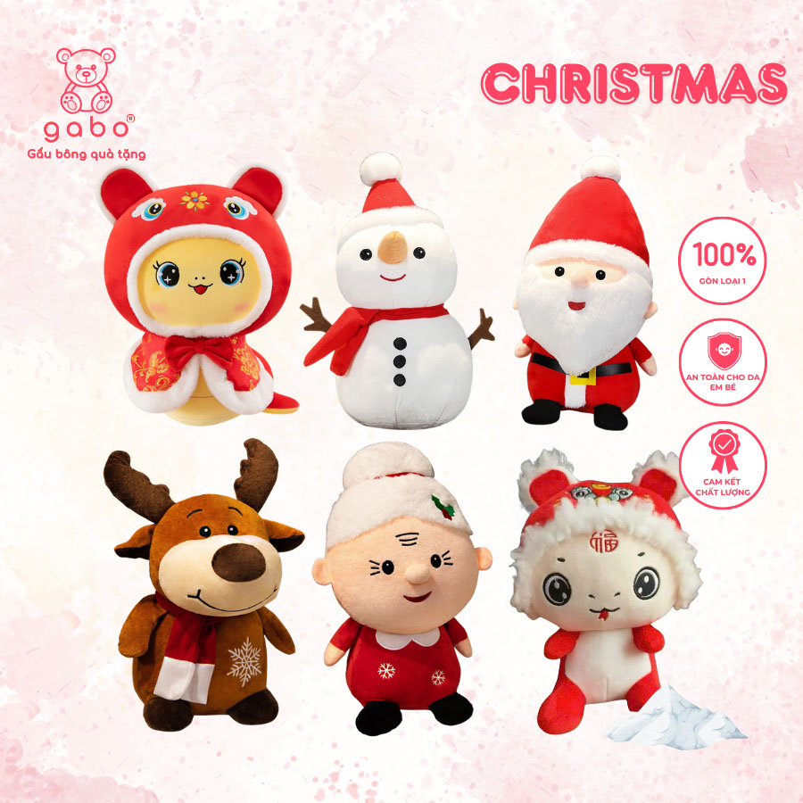 Gấu Bông Ông Già Noel, Người Tuyết, Tuần Lộc, Bà Noel, Rắn May Mắn Noel, Búp Bê Giáng Sinh Merry Christmas