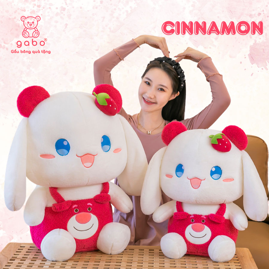Gấu Bông Thỏ Cinnamon Mặc Đồ Gấu Dâu, Thỏ Melody Cosplay Lotso 13 Gấu Bông Thỏ Cinnamoroll Mặc Đồ Gấu Dâu, Thỏ Melody Cosplay Lotso