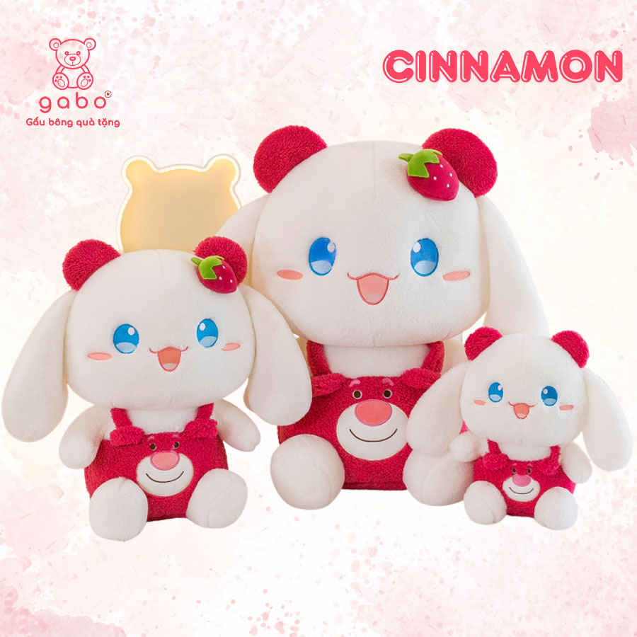 Gấu Bông Thỏ Cinnamon Mặc Đồ Gấu Dâu, Thỏ Melody Cosplay Lotso 12 Gấu Bông Thỏ Cinnamoroll Mặc Đồ Gấu Dâu, Thỏ Melody Cosplay Lotso