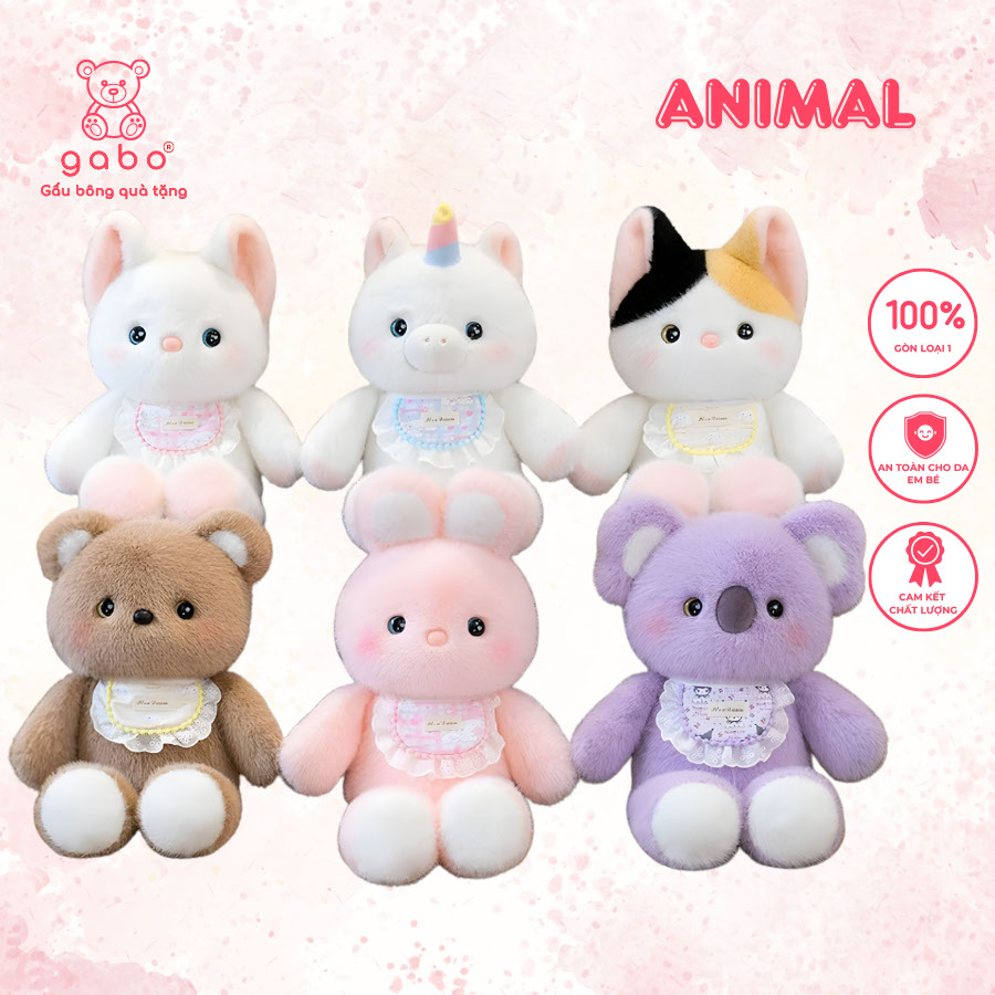 Gấu Bông Chạy Bộ, Thú Nhồi Bông Đeo Yếm Bèo Cao Cấp, Bộ Động Vật Thỏ/Mèo/Teddy Dễ Thương 9 Gấu Bông Chạy Bộ, Thú Nhồi Bông Đeo Yếm Bèo Cao Cấp, Bộ Động Vật Thỏ/Mèo/Teddy Dễ Thương Lông Tơ Quà Tặng Cho Bé