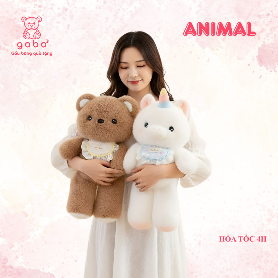 Gấu Bông Chạy Bộ, Thú Nhồi Bông Đeo Yếm Bèo Cao Cấp, Bộ Động Vật Thỏ/Mèo/Teddy Dễ Thương 12 Gấu Bông Chạy Bộ, Thú Nhồi Bông Đeo Yếm Bèo Cao Cấp, Bộ Động Vật Thỏ/Mèo/Teddy Dễ Thương Lông Tơ Quà Tặng Cho Bé