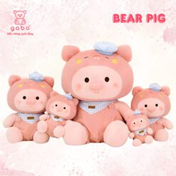 Gấu bông heo hồng mặc yếm caro
