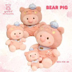Gấu bông heo hồng mặc yếm caro