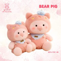 Gấu bông heo hồng mặc yếm caro