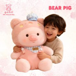 Gấu bông heo hồng mặc yếm caro
