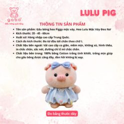 gấᴜ Bông Heo Hồng Piggy Mặc Váy, Heo Lulu Mặc Váy Đeo Nơ Công Chúa, Thú Nhồi Bông Heo Váy Babydoll Lông xù Mềm Mịn