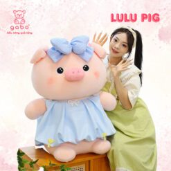 gấᴜ Bông Heo Hồng Piggy Mặc Váy, Heo Lulu Mặc Váy Đeo Nơ Công Chúa, Thú Nhồi Bông Heo Váy Babydoll Lông xù Mềm Mịn