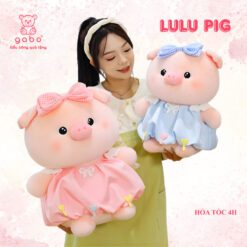 gấᴜ Bông Heo Hồng Piggy Mặc Váy, Heo Lulu Mặc Váy Đeo Nơ Công Chúa, Thú Nhồi Bông Heo Váy Babydoll Lông xù Mềm Mịn