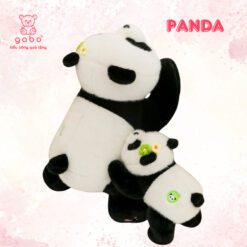 Gấu Bông Gấu Trúc Thêu Hoa, Gấu Bông Panda Nằm Thêu Hoa HuaHua Lông Kim Siêu Xinh, Thú Nhồi Bông Cho Bé
